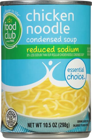 Food Club Essential Choice Reduced Sodium Chicken Noodle Condensed Soup 10.5 oz