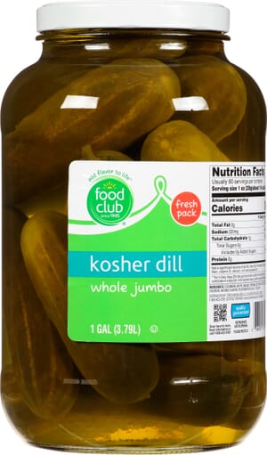 Food Club Whole Kosher Dill Pickles Jumbo 1 gal