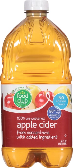 Food Club 100% Unsweetened Apple Cider 64 fl oz