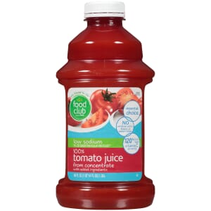 Low Sodium 100% Tomato Juice From Concentrate With Added Ingredients