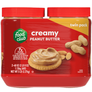 Food Club Creamy Peanut Butter Twin Pack 2 – 40 oz Jars