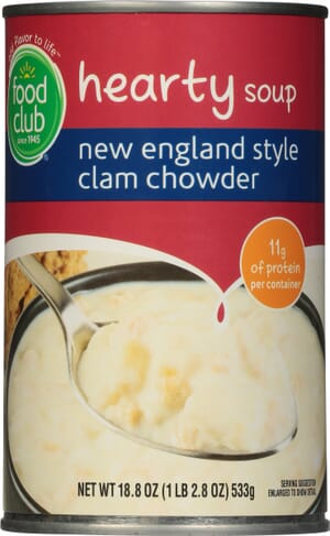 Food Club New England Style Clam Chowder Hearty Soup 18.8 oz