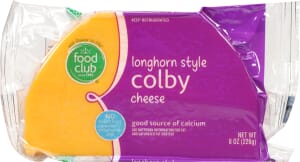 Food Club Longhorn Style Colby Cheese 8 oz