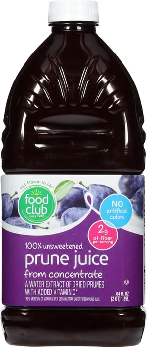 Food Club 100% Unsweetened Prune Juice from Concentrate 64 fl oz