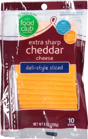 Food Club Deli-Style Sliced Extra Sharp Cheddar Cheese 10 ea