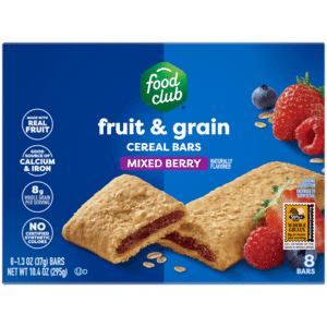Food Club Fruit & Grain Mixed Berry Cereal Bars 8 – 1.3 oz Bars