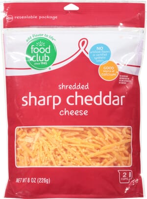 Food Club Sharp Cheddar Shredded Cheese 8 oz