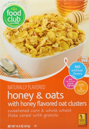 Food Club Honey & Oats with Honey Flavored Oat Clusters Cereal 14.5 oz