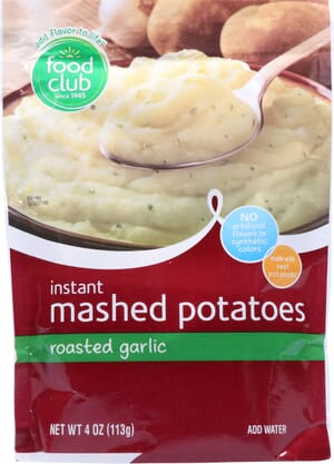 Food Club Instant Roasted Garlic Mashed Potatoes 4 oz