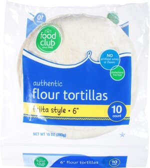 Food Club 6 Inch Fajita Style Authentic Flour Tortillas 10 ea