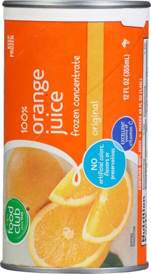 Food Club Original Frozen Concentrate Orange 100% Juice 12 fl oz