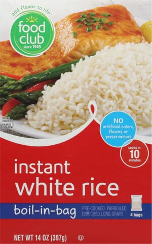 Food Club Boil-In-Bag Instant White Rice Bag 4 ea