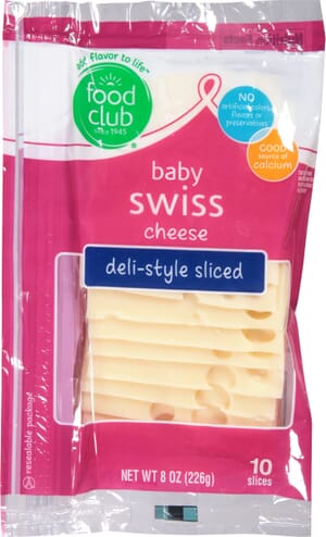 Food Club Deli-Style Baby Swiss Cheese 10 ea