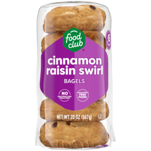 Food Club Cinnamon Raisin Swirl Bagels 6 Each