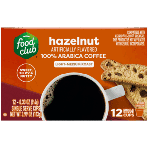 Food Club Light-Medium Roast Hazelnut Coffee 12 – 0.33 oz Single Serve Cups