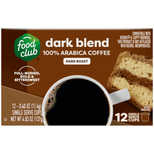 Food Club Dark Roast Dark Blend Coffee 12 – 0.40 oz Single Serve Cups