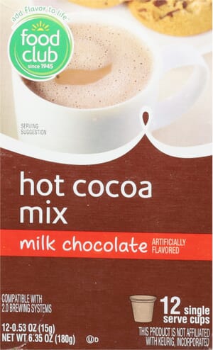 Food Club Milk Chocolate Hot Cocoa Mix 12 Single Serve Cups