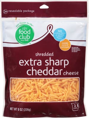 Food Club Extra Sharp Cheddar Shredded Cheese 8 oz