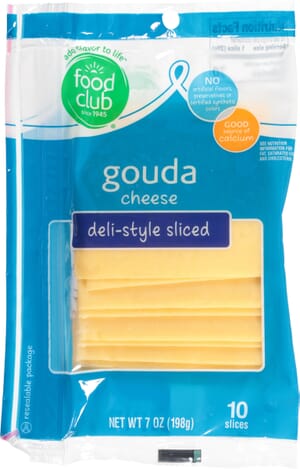 Food Club Deli-Style Sliced Gouda Cheese 10 ea