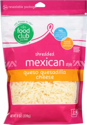 Food Club Mexican Style Queso Quesadilla Shredded Cheese 8 oz