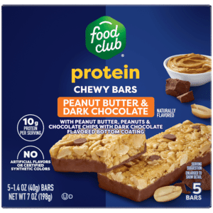 Food Club Protein Peanut Butter & Dark Chocolate Chewy Bars 5 – 1.4 oz Bars