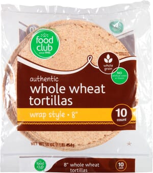 Food Club Wrap Style 8 Inch Whole Wheat Tortillas 10 ea