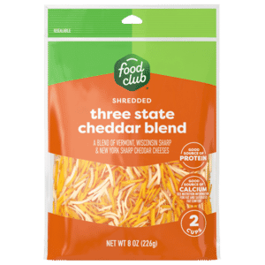Food Club Three State Cheddar Blend Shredded Cheese 8 oz