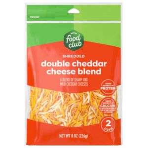 Food Club Double Cheddar Cheese Blend Shredded Cheese 8 oz