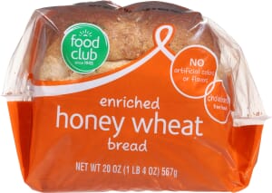 Food Club Enriched Honey Wheat Bread 20 oz