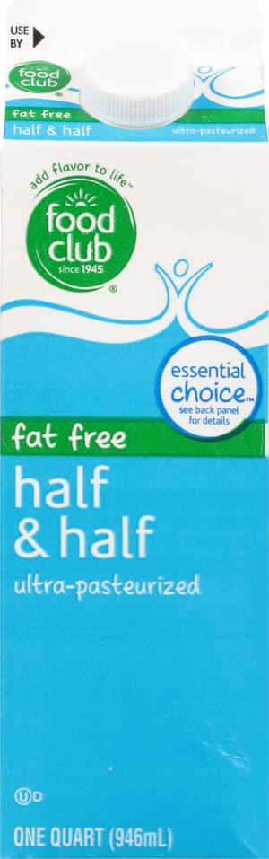 Food Club Essential Choice Fat Free Half & Half 1 qt