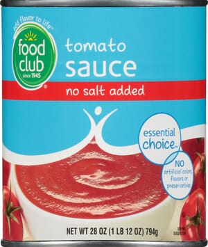 Food Club Essential Choice No Salt Added Tomato Sauce 28 oz