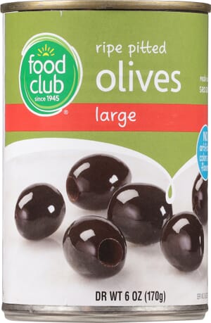 Food Club Ripe Pitted Olives Large 6 oz