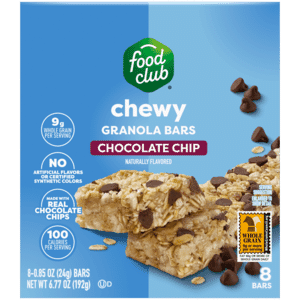 Food Club Chewy Chocolate Chip Granola Bars 8 – 0.85 oz Bars