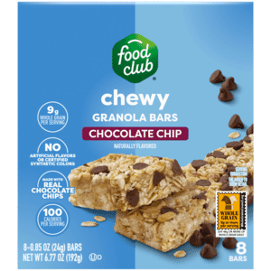 Food Club Chewy Chocolate Chip Granola Bars 8 – 0.85 oz Bars
