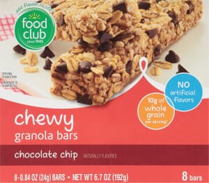 Food Club Chocolate Chip Chewy Granola Bars 8 – 0.84 oz Packs