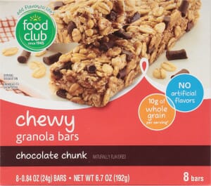 Food Club Chewy Chocolate Chunk Granola Bars 8 ea