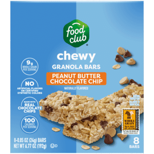 Food Club Chewy Peanut Butter Chocolate Chip Granola Bars 8 – 0.85 oz Bars