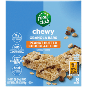 Food Club Chewy Peanut Butter Chocolate Chip Granola Bars 8 – 0.85 oz Bars