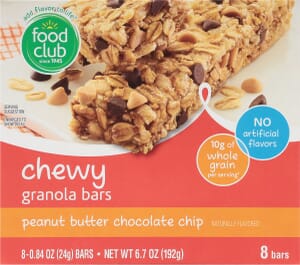 Food Club Chewy Peanut Butter Chocolate Chip Granola Bars 8 ea