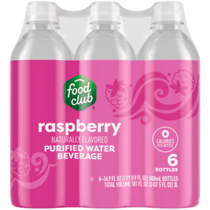 Food Club Raspberry Purified Water Beverage 6 – 16.9 fl oz Bottles