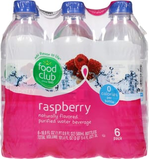 Food Club Raspberry Purified Water Beverage 6 ea