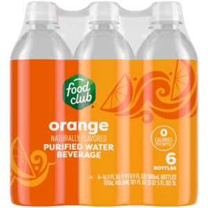 Food Club Orange Purified Water Beverage 6 – 16.9 fl oz Bottles