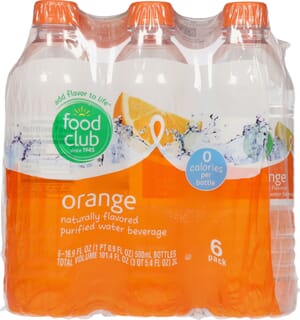 Food Club Orange Purified Water Beverage 6 ea