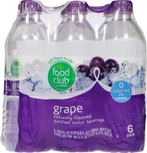 Food Club Grape Purified Water Beverage 6 ea