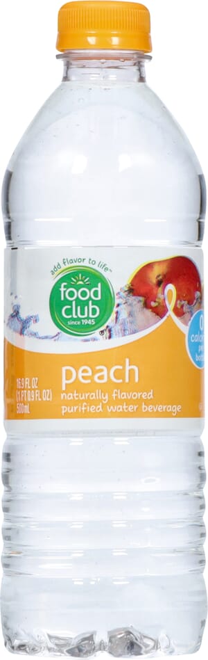 Food Club Peach Purified Water Beverage 16.9 fl oz