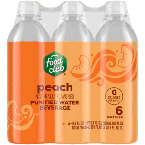 Food Club Peach Purified Water Beverage 6 – 16.9 fl oz Bottles