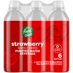Food Club Strawberry Purified Water Beverage 6 – 16.9 fl oz Bottles