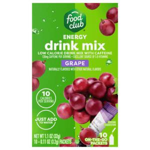 Food Club Low Calorie Energy Grape Drink Mix 10 – 0.11 oz Packets