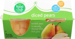 Food Club Diced Bartlett Pears in Naturally Flavored 100% Fruit Juice 4 ea