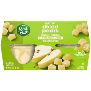 Food Club Bartlett Diced Pears in Real Fruit Juice 4 – 4 oz Cups
